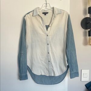 Express Women’s Casual Two Tone Chambray Button Down Shirt